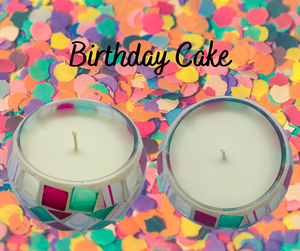 Diamond Candy Mosaic Soy wax Candle fragranced with Birthday Cake