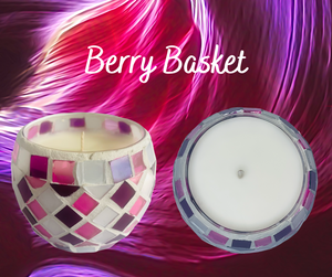 Limited Edition Pink/Purple Mosaic Soy Wax Candle - Berry Basket