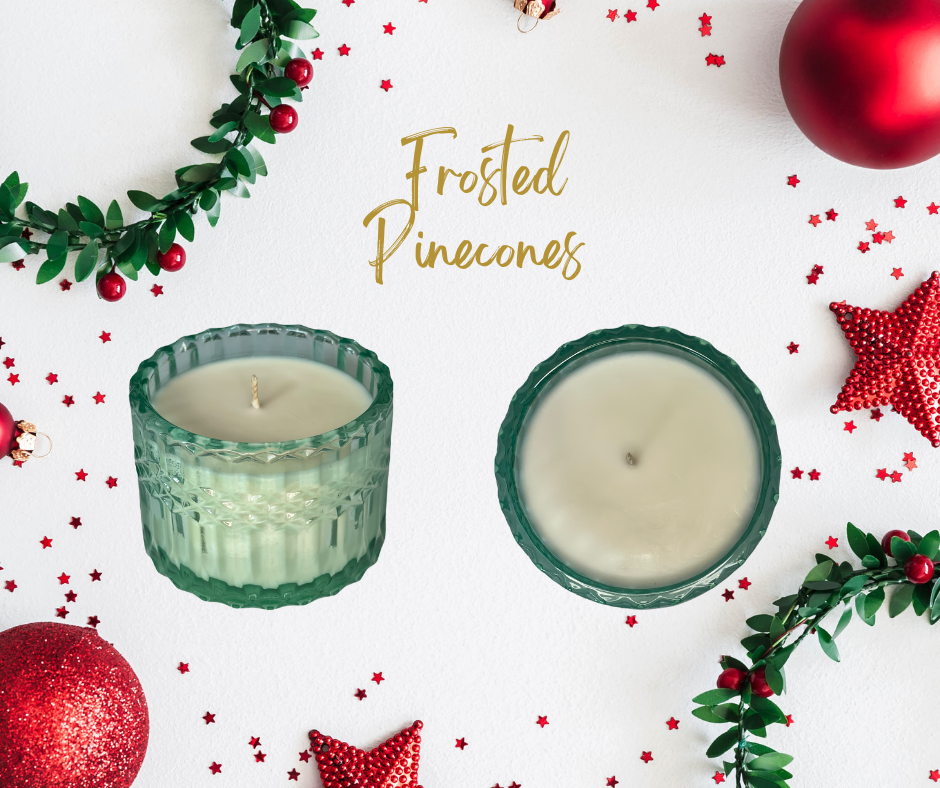 Green Venus Soy Wax Candle fragranced with Frosted Pinecones