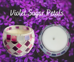 Limited Edition Pink/Purple Mosaic Soy Wax Candle - Violet Sugar Petals