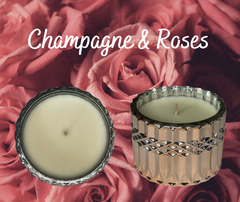 Rose Gold Venus Soy Wax candle fragranced with Champagne & Roses