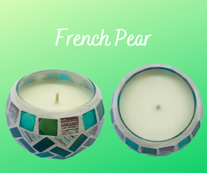 Diagonal Wave Mosaic Soy Wax Candle infused with French Pear Fragrance