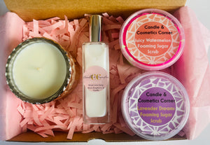 Gift Box #6 - Venus Soy Candle, Foaming Sugar Scrubs, Room/Linen Spray