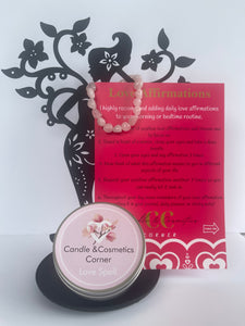 Rose Quartz Crystal Bracelet & Intention Candle Combo - infused with "Love "Spell" fragrance