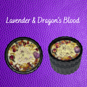 Black Venus Amethyst Crystal Soy Wax Candle, infused with Lavender & Dragon's Blood fragrance