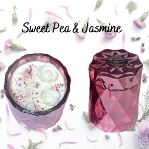 Pink Diamond Soy Wax Candle fragranced with Sweet Pea & Jasmine